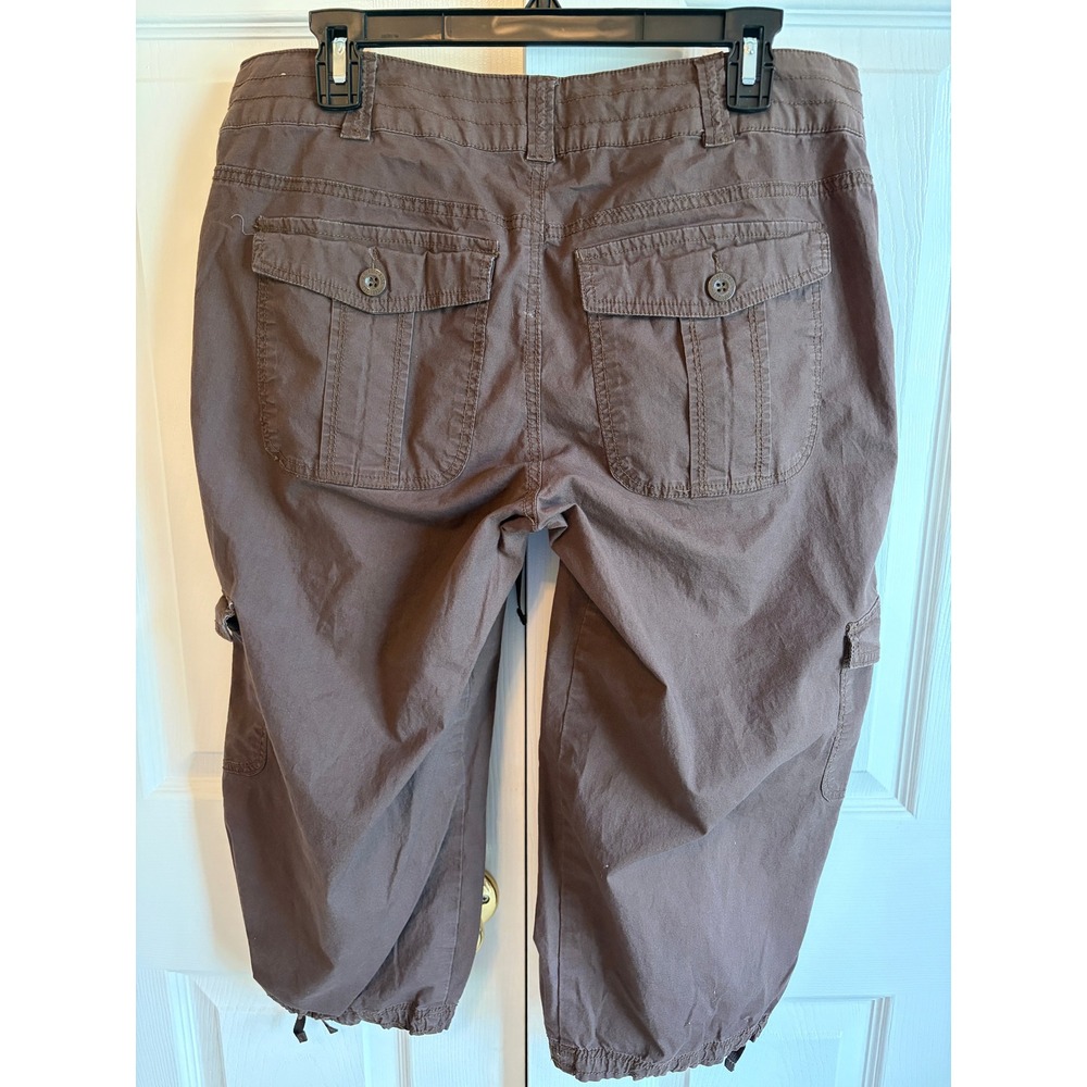 US Polo Assn Brown Cargo Capri Womens 14 Y2K Vintage Drawstring Crop Pockets - Picture 5 of 5